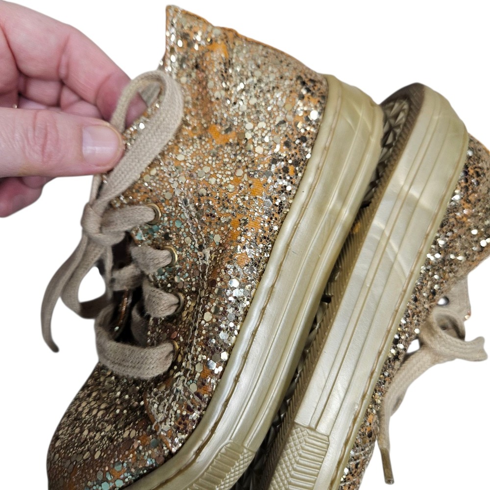 I Pinco Pallino Italy Glitter‎ Sneakers Sparkly Gold Lace Up Shoes Kids 26 9 - Picture 7 of 12